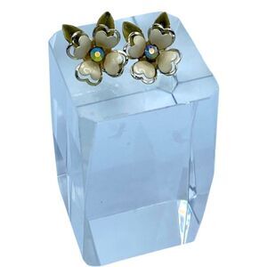 Earrings – Vintage Floral Hand-Painted Ceramic Clip-Ons